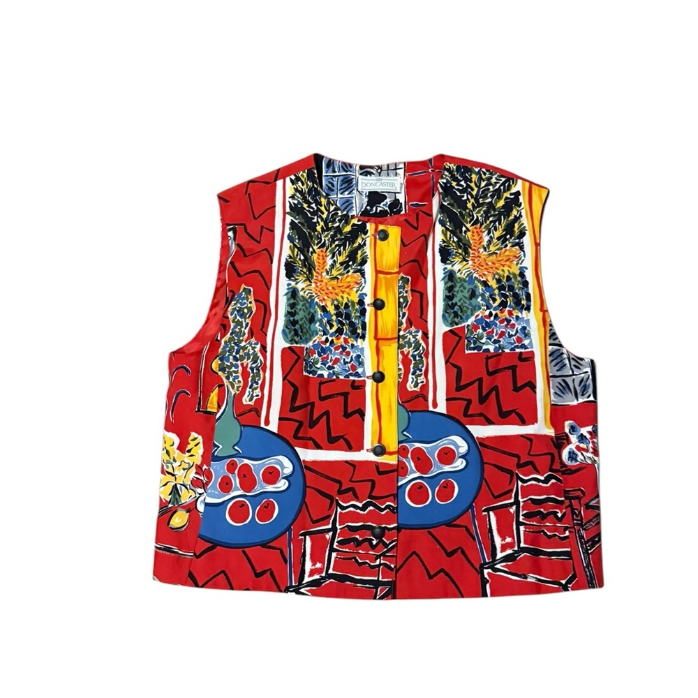 Vintage Doncaster Red and Blue Impressionist Inspired Vest
